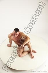 Nude Man White Sitting poses - simple Muscular Short Brown Sitting poses - ALL Multi angles poses Realistic
